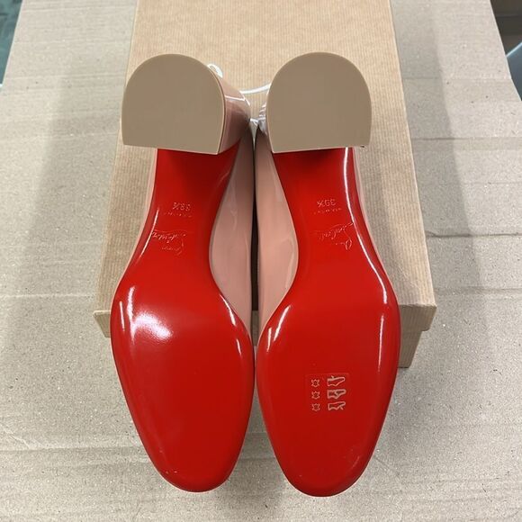 CHRISTIAN LOUBOUTIN Miss Sab 85 Patent Leather Block Heel Pumps Blush 39.5 - Picture 10 of 11